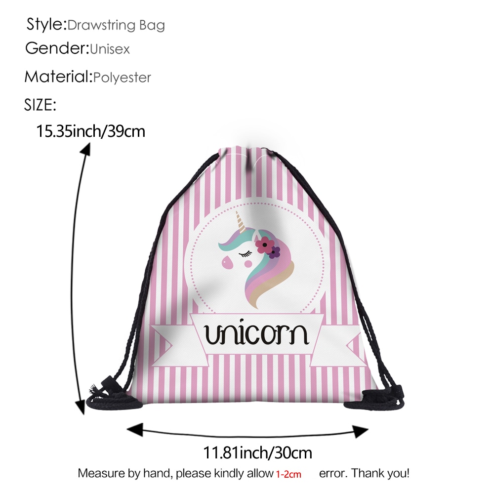 Deanfun 3D imprimé sac à cordon rayé licorne filles cartables pour Organzier 60133