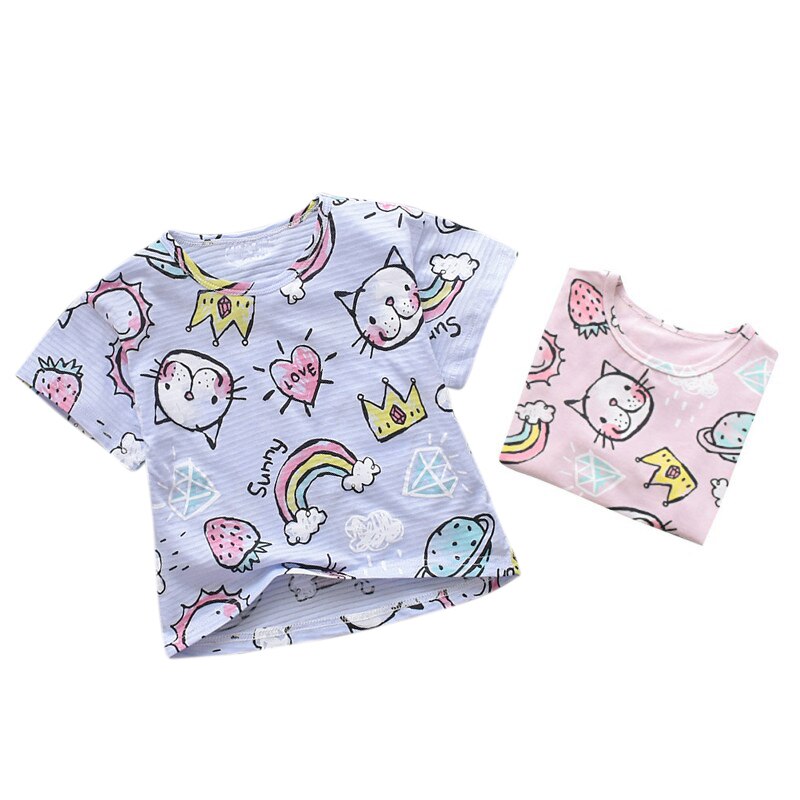 kinder Kurzarm T-shirt Cartoon-Muster Kinder T-Shirts Baumwolle Atmungs Mädchen Jungen Tuch