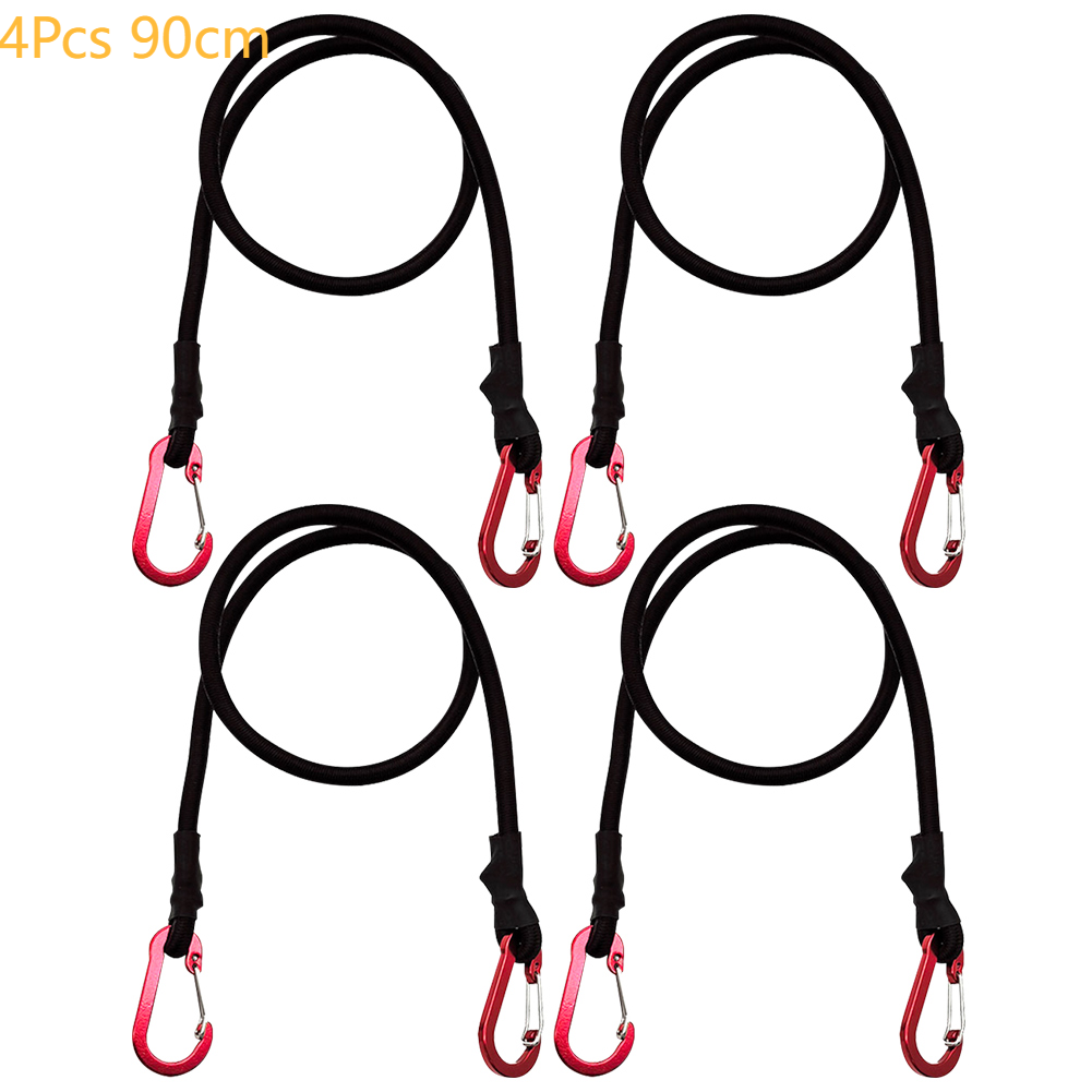 Cordón elástico de alta resistencia de 60/90/120cm, correa de amarre, ganchos de mosquetón, cuerdas de embalaje de equipaje para Kayak, accesorios de Camping: YELLOW