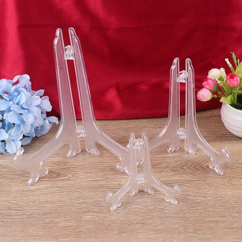 2 Stuks Clear Plastic Ezels Plaat Houders Display Afdruiprek Fotolijst Boek Voetstuk Houder Display Stand Stander