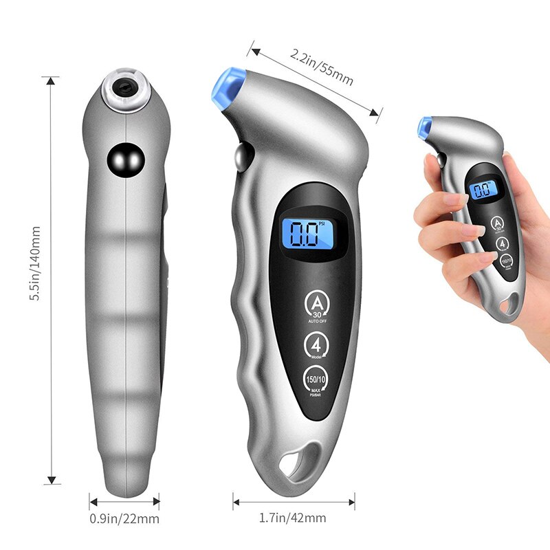 Digitale Auto Reifen Reifen Luft Manometer Meter LCD Anzeige Manometer Barometer Tester für Auto Lkw Motorrad