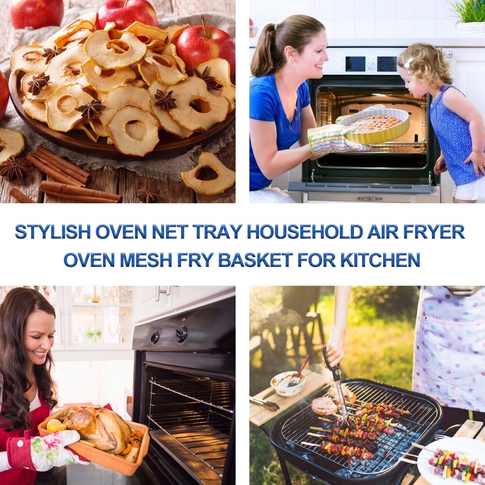 1pc Stylish Oven Net Tray Household Air Fryer Oven Mesh Fry Basket for Kitchen