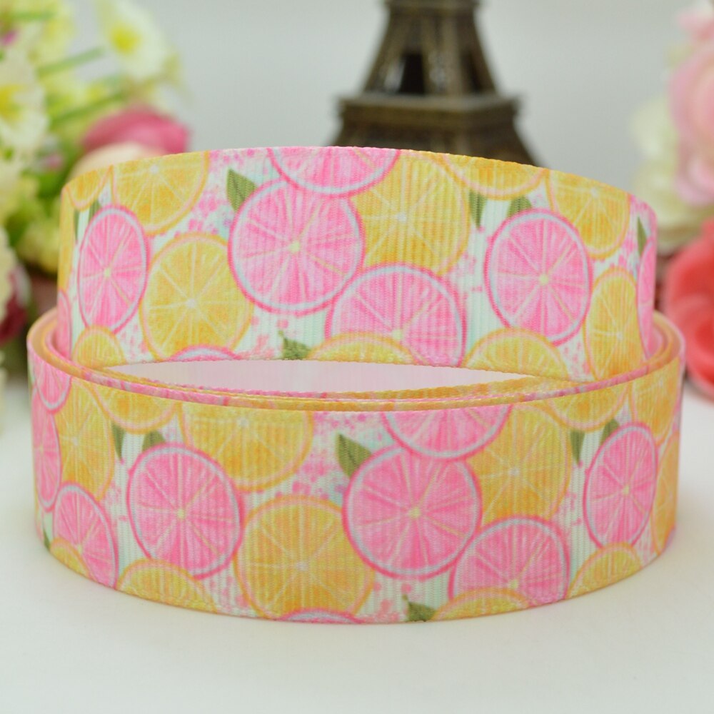 10 Yards 22Mm 7/8 "Fruit Avocado Lemon Gedrukt Grosgrain Lint Haar Boog Hoofddeksels Diy Haaraccessoires Retail: C-3682