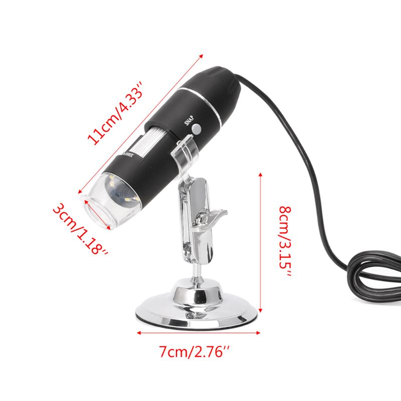 1600X USB Microscope numérique caméra Endoscope 8LED loupe avec support en métal