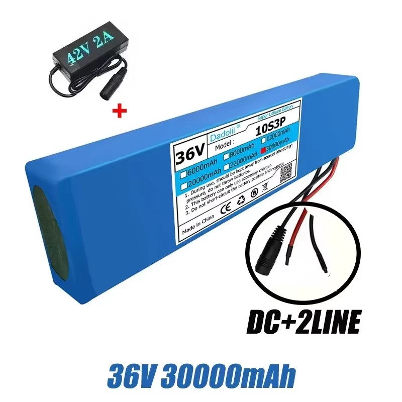 36V 10S3P 30Ah 1000W Lithium Battery Pack with BMS, High-Capacity 18650 Rechargeable Battery for E-Bike/Scooter/Electric Vehicle: SKY BLUE