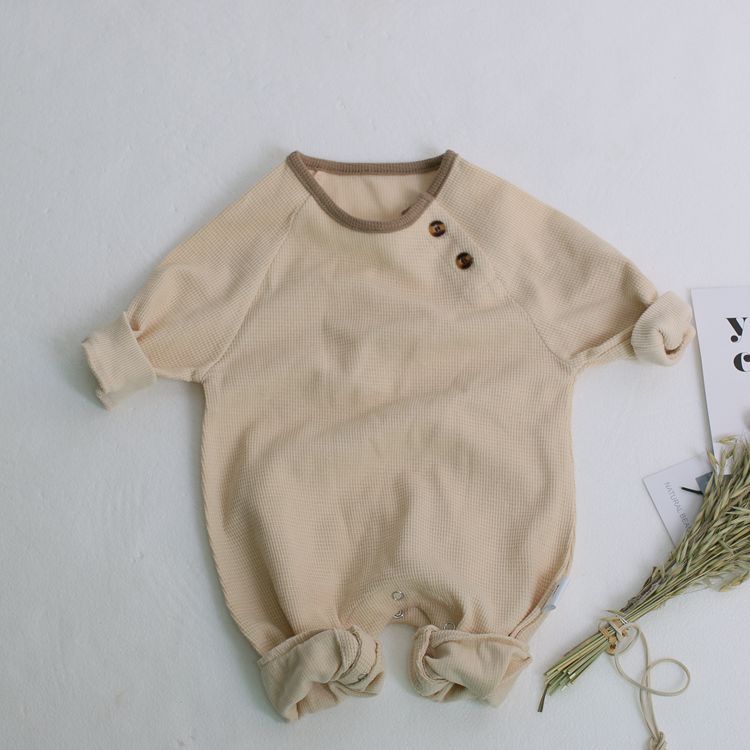 Baby Jongens En Meisjes Een Stuk Baby Lange Mouw Romper Pasgeboren Meisje Kleding: Beige / 3M