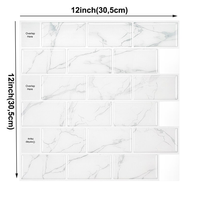large self-adhesive tile sticker backsplash 3D wallpaper DIY kitchen bathroom decorative white waterproof wall tiles: TL01C