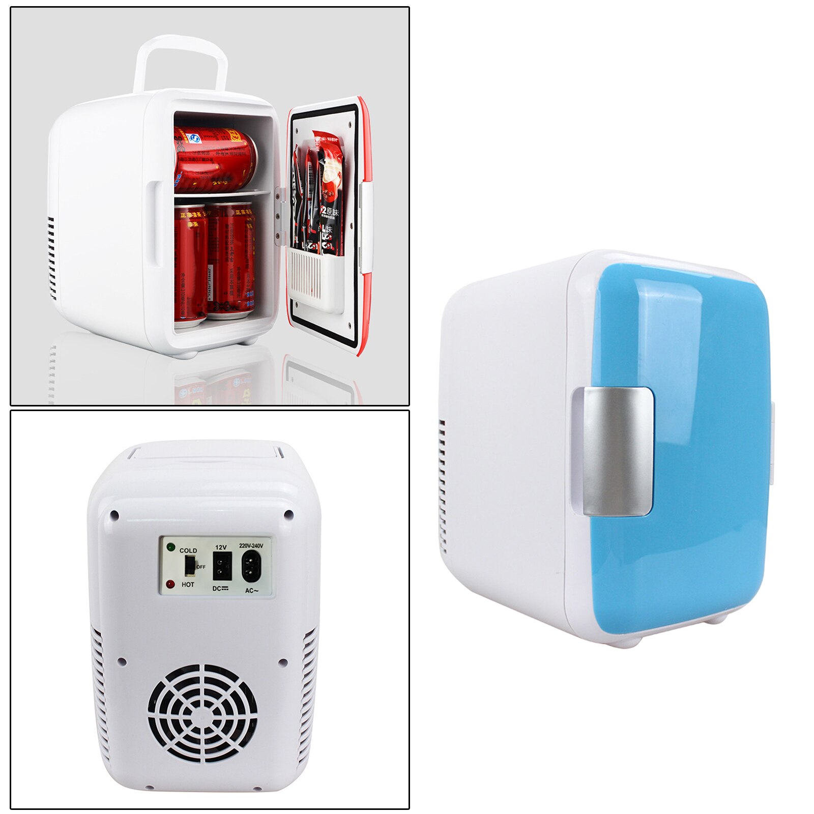 Portable Mini 4L Car Fridge Cooler Warmer Low Noise Compact Fruit Beer AC/DC for Office Camping Travel