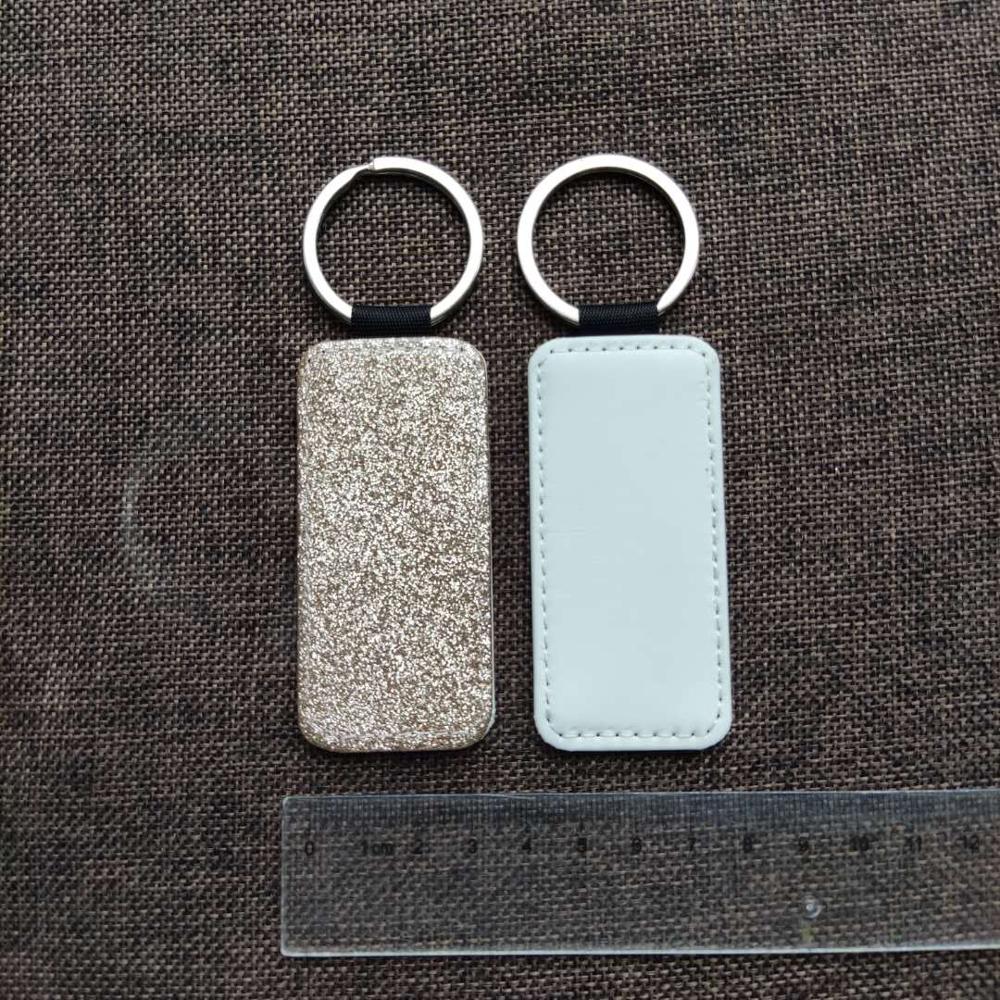 Gratis Shipping10pcs Leeg Sublimatie Bling Lederen Hanger Tags Sleutelhangers Diy Afdrukken Sublimatie Inkt Transfer Papier Afdrukken: Golden Rectangle