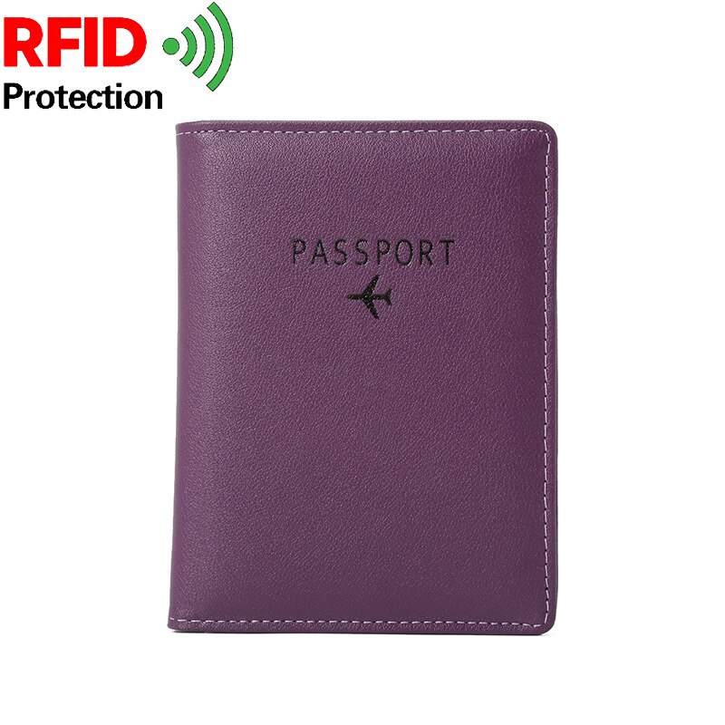 Fly logo rfid beskyttelse pascover universal størrelse rejse rfid pasholder pink etui pasorganisator: Lilla