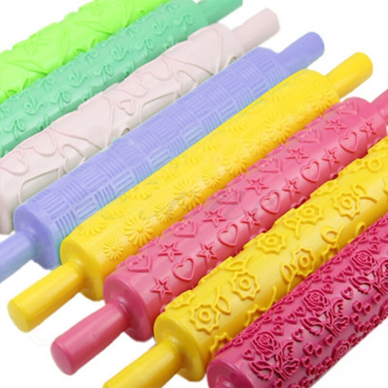 Pastic Non-stick Fondant Rolling Pin Embossing Cake Deeg Roller Decorating Cake Roller Ambachten DIY Bakken Keuken Gereedschap