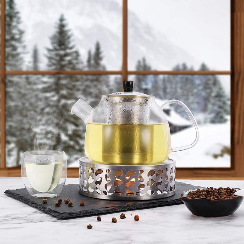 Base para calentar bebidas de café y té, calentador duradero de acero inoxidable para tetera, soporte para velas, trivetes