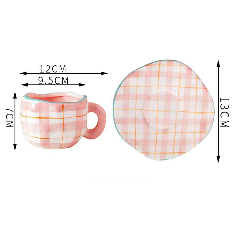 Hand Painted Cloud Coffee Cup and Saucer Handmade Irregular Ceramic Cup With Saucer Tulip Flower Tea Milk Mug Tableware: F