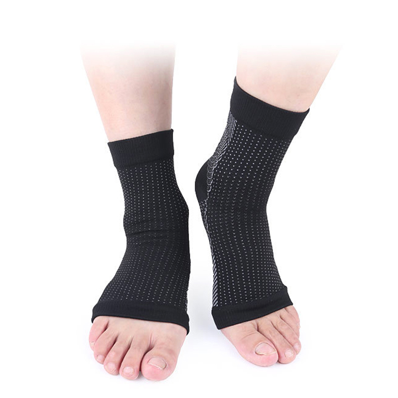 Anti træthed sport ankel støtte yoga tryk sokker smertelindring fod ærme stretch kompression åndbar sort seler sokker: 2 stk sort / Sm
