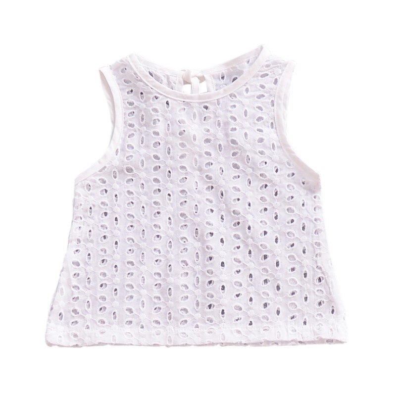 Cute Baby Girls Lace Hollow Tops T-shirt Blouse Outfits Sleeveless Newborn Baby Girl Cotton T-shirt Lace Hollow Tops T-shirt