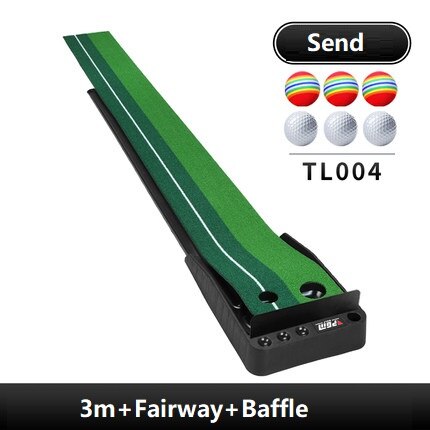 PGM 2.5/3m Indoor Golf Putting Mat Home Practice Carpet with Fairway Golf Putter Trainer Ball Return Mini Golfing Training Aids: 3m fairway baffle