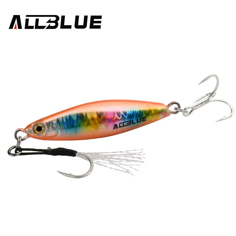 ALLBLUE-Plantilla de Metal de fundición de husillo, 20G, 30G, 40G, lanzar orilla, Jigging, cuchara, señuelo para pesca de lubina, cebo Artificial, aparejos giratorios: 20g / Color B