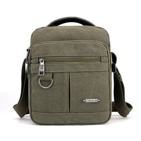 Canvas Single Shoulder Korean Version Large Capacity Multi-Layer Messenger For Leisure Bag Vintage Water Resistant Briefcase2020: Army Green19x22x10cm