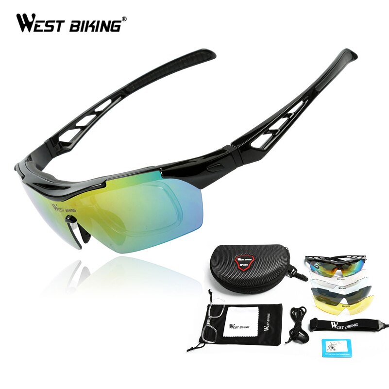 WEST RADFAHREN Radfahren Sonnenbrille Polarisierte 5 Objektiv Winddicht Anti-fog Mypia Rahmen Sport MTB Fahrrad Brillen Radfahren Gläser