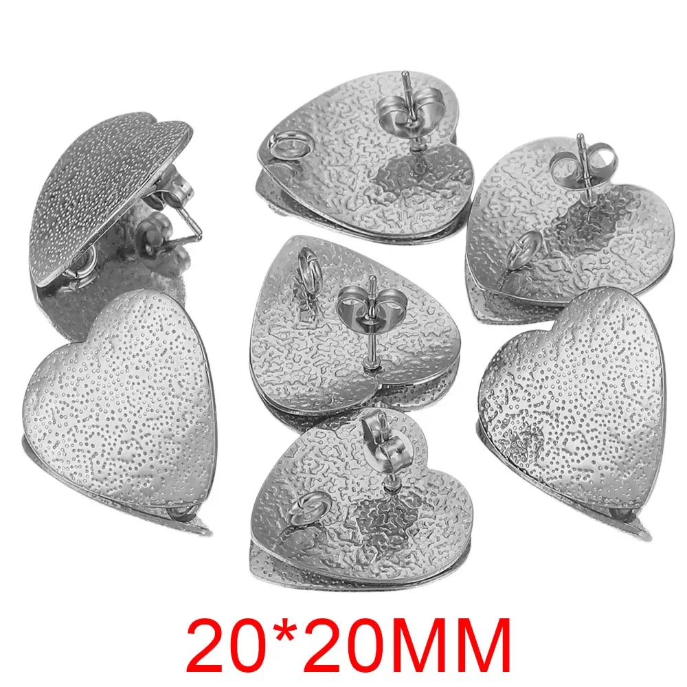 10 stks Rvs Ster Ovaal Hart Oorbel Basis Connector voor Oorbellen Post Terug voor DIY Sieraden Maken Benodigdheden: Zilver