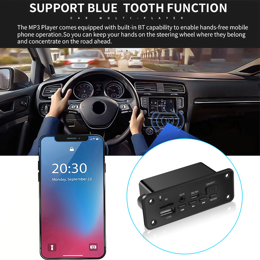 DC 5V 6W Amplifier Bluetooth 5.0 MP3 Player Decoder Board FM Radio TF USB 3.5mm AUX Module Bluetooth Receiver Car kit Audio