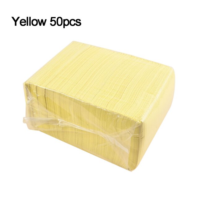 Mantel desechable para manicura, almohadilla de limpieza plegable para el cuidado de las uñas, resistente al agua, para manicura, 50 o 125 unidades: 50pcs yellow