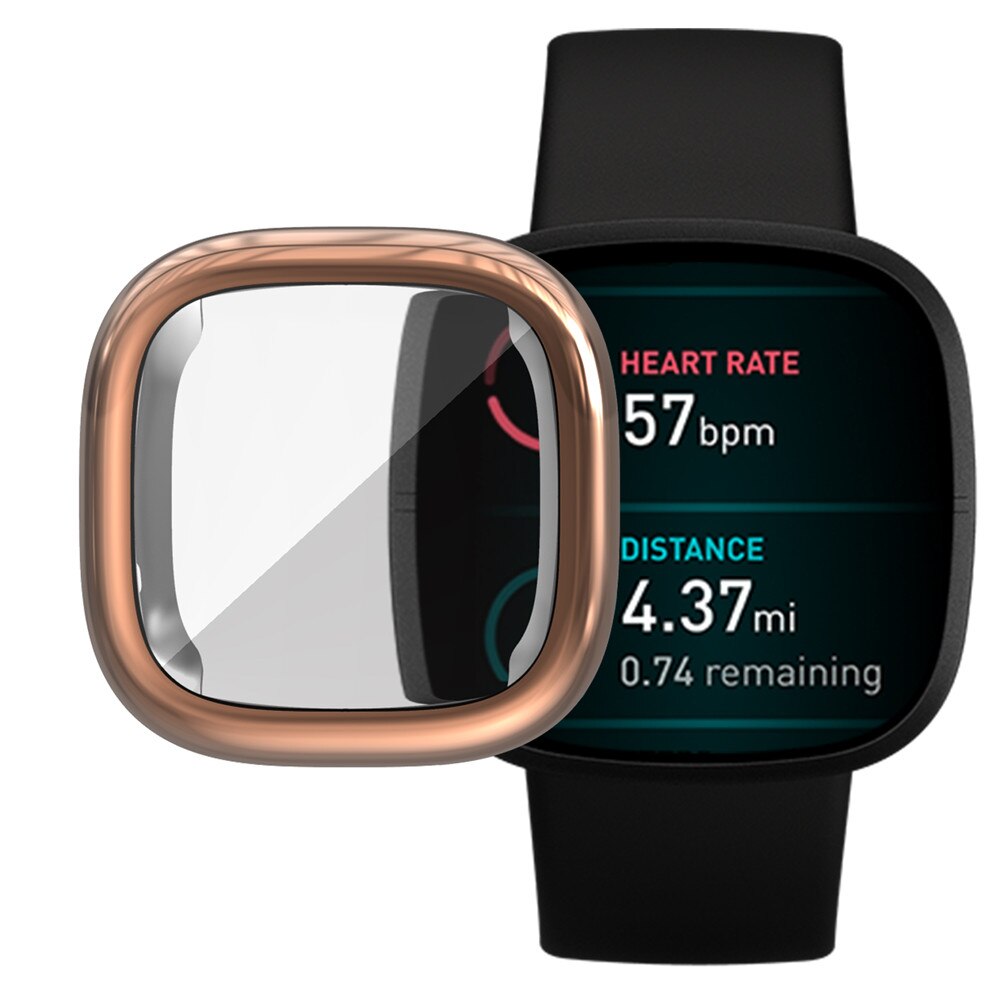 360 beskyttelsesveske til fitbit versa 3 skjermbeskyttelsesdeksel tilbehør fitbi versa 3 passe bit versa 3 smartklokkeutskiftere: rose måke