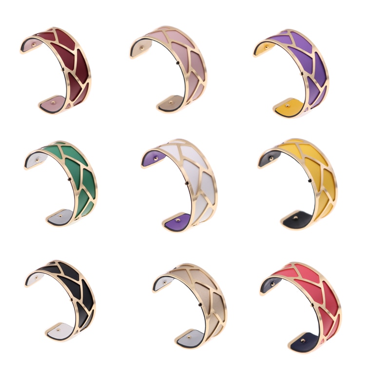25Mm Tresse Manchet Armband Kc Goud Kleur Finish Omkeerbare Lederen Manchette Verwisselbare Armband Bijoux Voor Vrouwen Kerst