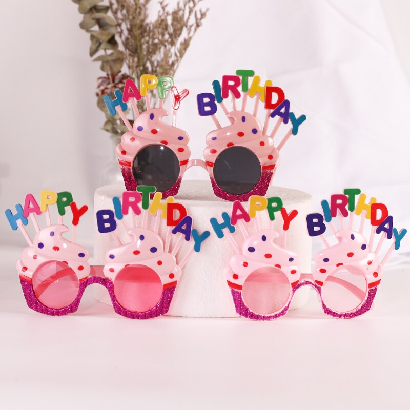 Gelukkig Cake Decoratie Wacky Grappige Glazen Party Selfie Photo Props Leuke Bril Grappig