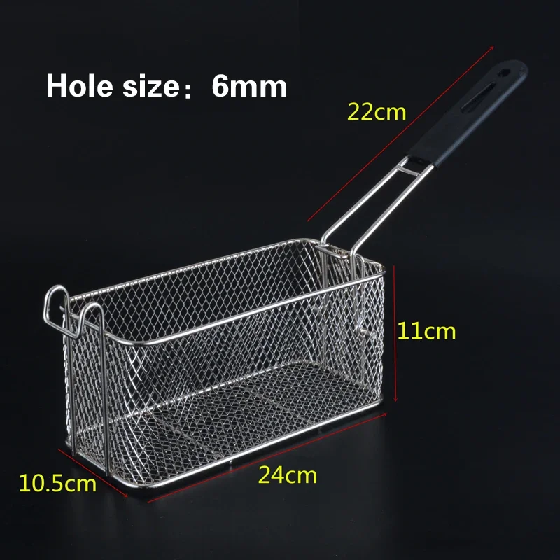 Stainless steel frying basket net French fries basket frame square oil control filter frying basket dense: Beige