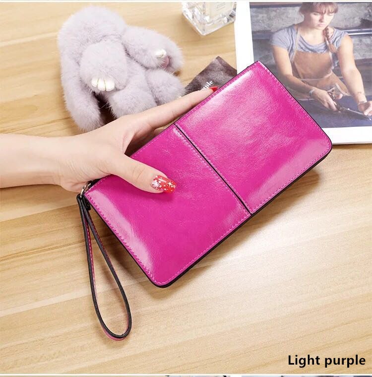 Women Wallets Long Candy Oil Leather Wallet Day Clutch Women's Purse Female Purse Clutch Card Holder: 13