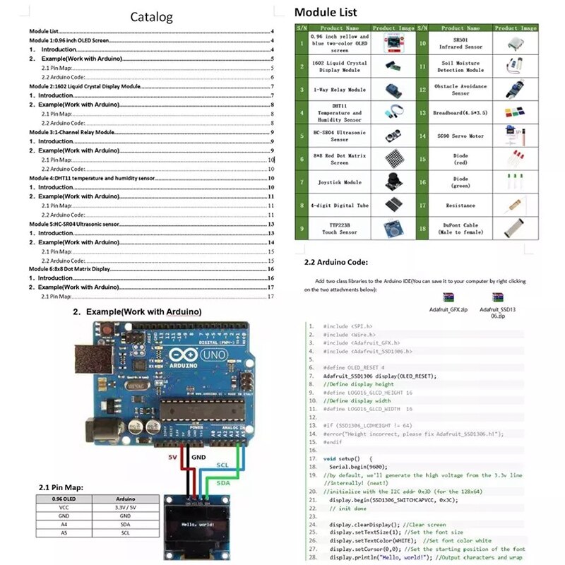 Mool adequado para arduino kit módulo sensor, com 0.96 Polegada oled 1602 display lcd, relé, servo motor, dht11, kit básico