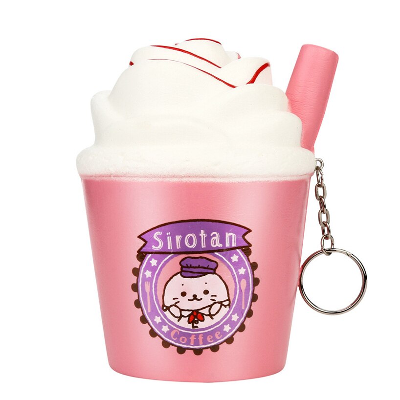 2018NEW Kawaii Cartoon Soft Squishy Simulation Milk Ice Cream Coffee Cup Toy Slow Rising for Children Relieves Stress Anxiety: Pink