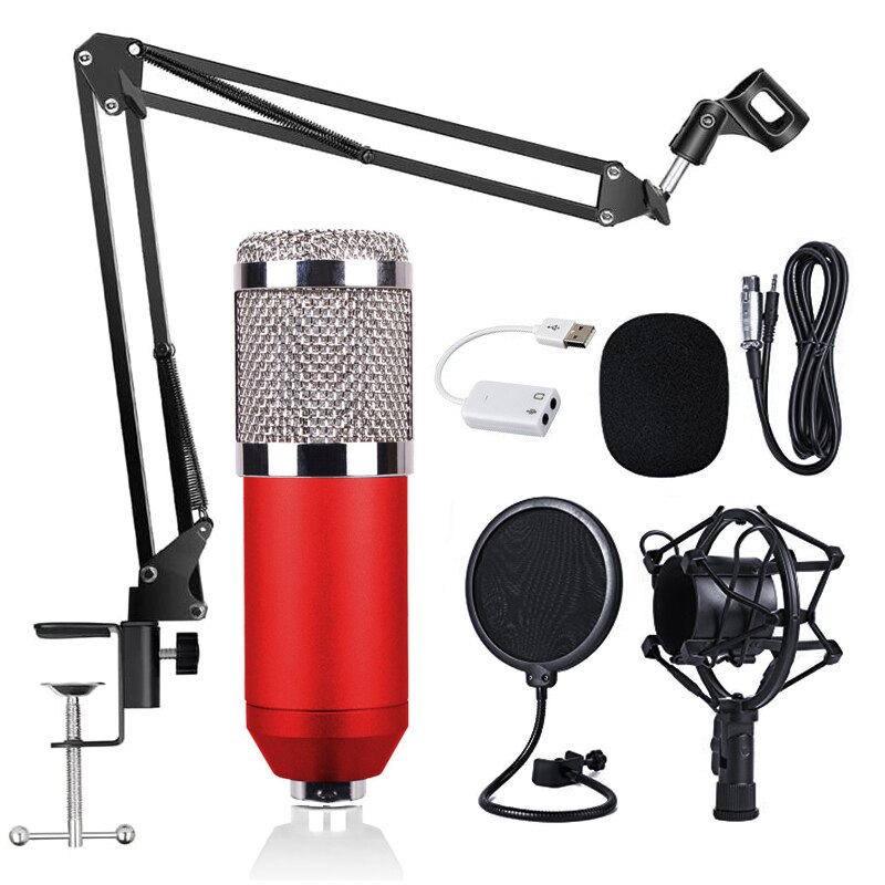Condenser Microphone BM800 Kit Voice Recording Microphone for PC Mic Karaoke Microphone Sound Card Microphone Kit