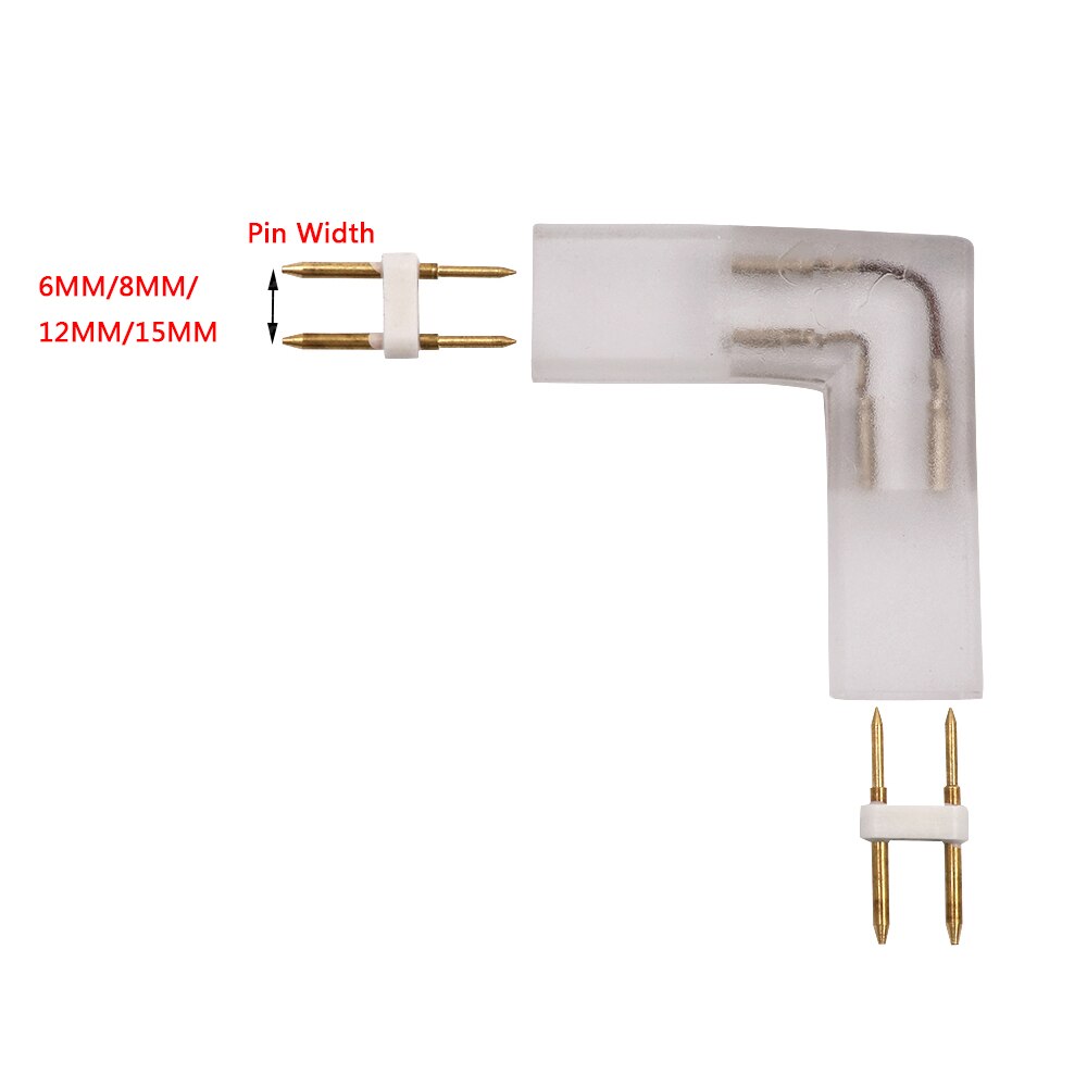 2 pin L forma de T Conector de esquina enchufe central con aguja de cobre para 110V 220V LED de 5050 de 3014, 2835 color Dropshopping