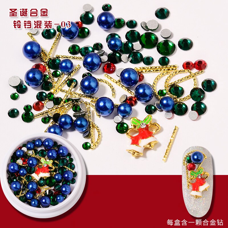 Sieraden Decoratie Voor Kerst Designs Diy Nail Decoratie Legering Metalen Studs/Legering/Parels Mix Rhinestone 3D Kerst Nail art: 03