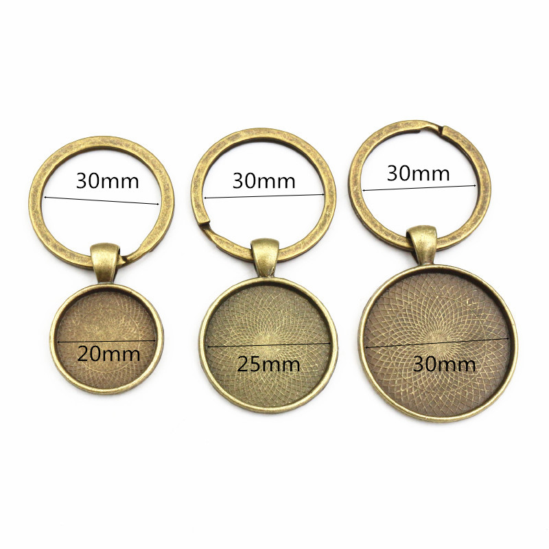 5 Stuks Sleutelhanger Met Hanger Bezel Blanco Fit 20 25 30Mm Camee Glazen Cabochon Basis Instelling Diy Sleutelhanger Sleutelhanger