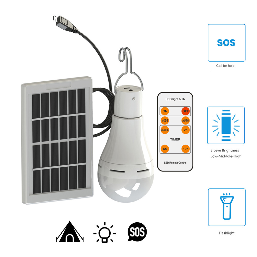 Led Solar Bulb Light Waterdichte Outdoor 5Mode Usb Opgeladen Opknoping Noodsituatie Zonlicht Aangedreven Lamp Draagbaar Krachtig Indoor Huis