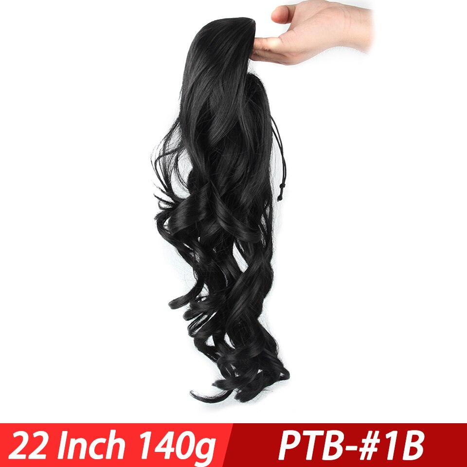 Pageup 22” Long Curly Clip In Hair Tail False Hair Ponytail Hairpiece With Hairpins Synthetic Hair Ponytail Hair Extension: PTB-1B