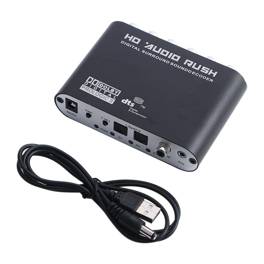 Konwerter 5.1 Kanałowy SPDIF Koaksjalny AUX 3.5mm na 6RCA AC3 Audio Cyfrowy na Analogowy Dekoder Audio Wzmacniacz DAC