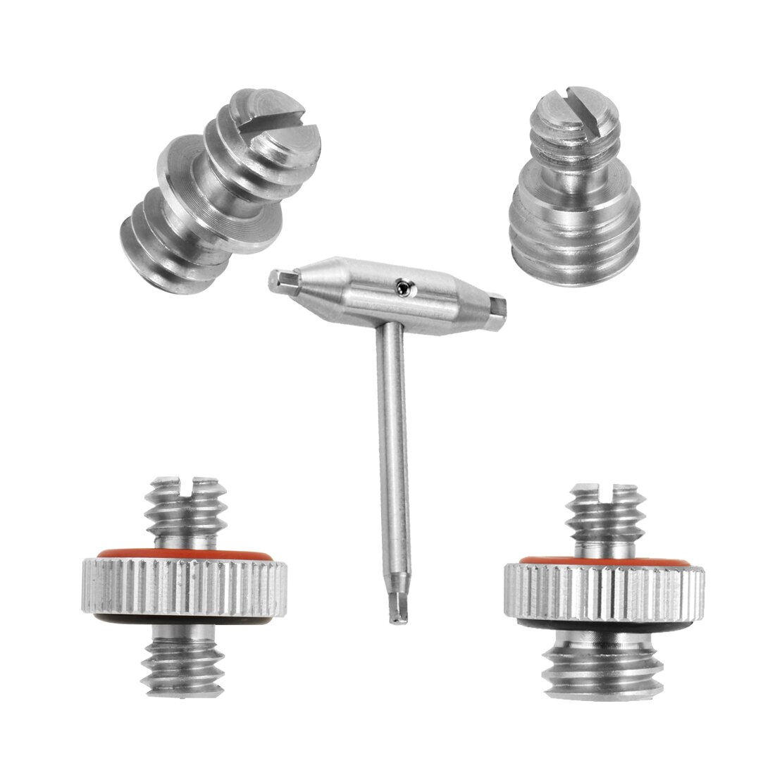 Stainless Steel Camera Screw Adapter Convert Dual Head Converter 1/4"-20 to 1/4 or 3/8" for Tripod Camera Cage Rig Screw Pack: 5 in 1 Pack