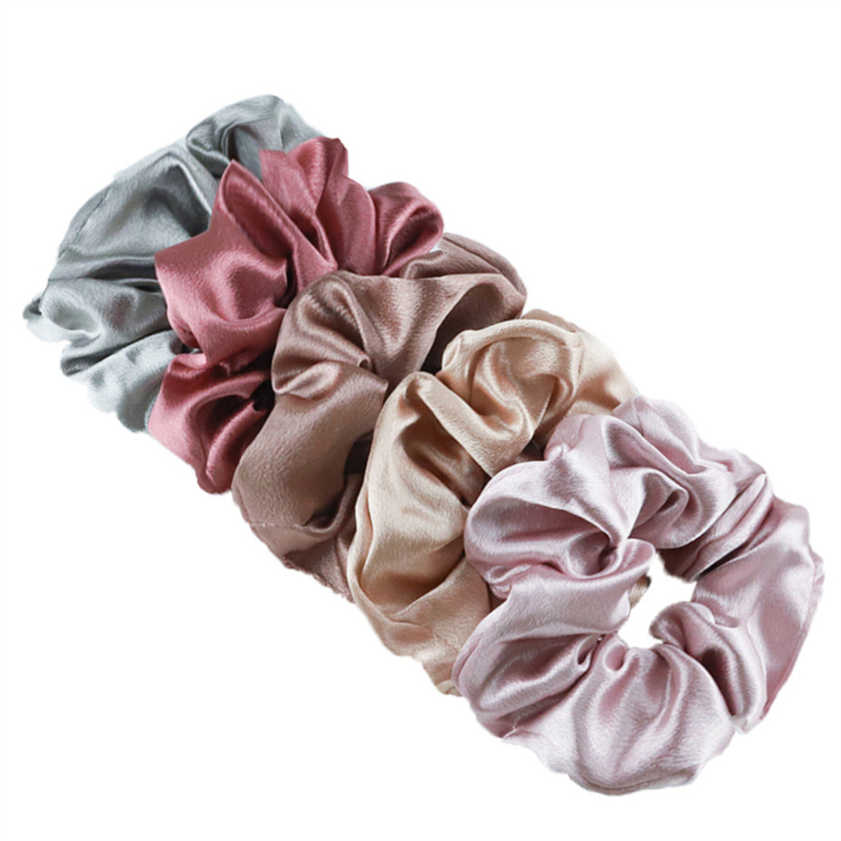 10/5 pz/lotto Accessori Donne Ragazze Raso di Seta Nastri per Capelli Solido Elastico Elegante Elastico Copricapi Titolare Scrunchy Nero