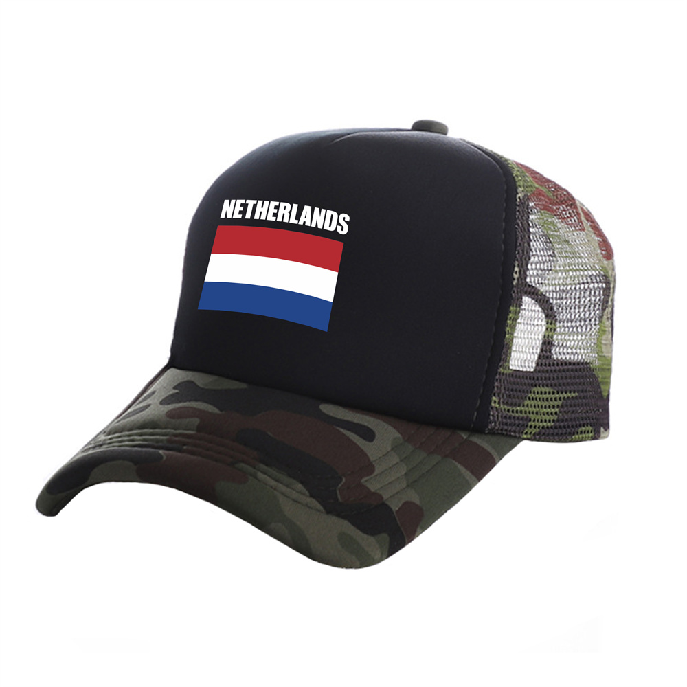 Netherlands Trucker Cap Men Nl Nld Holland Netherlands Hat Baseball Cap Cool Summer Unisex Mesh Net Caps: Silver