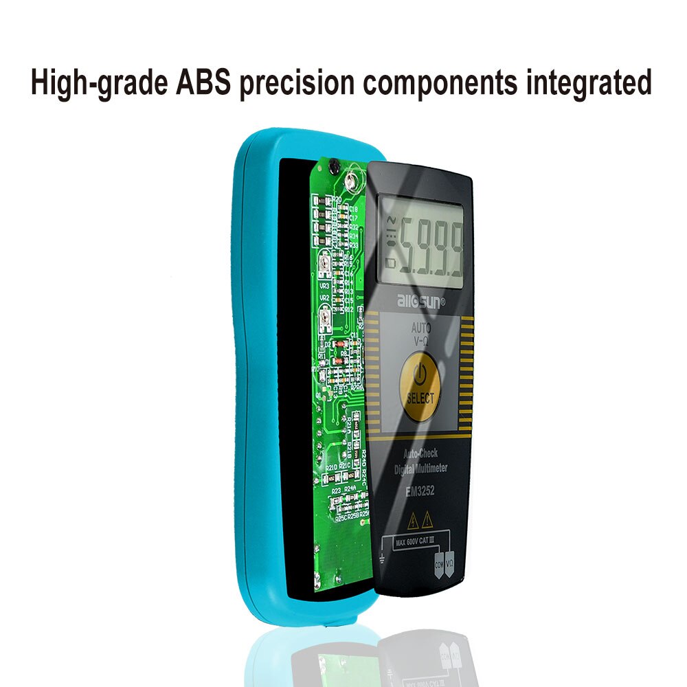 Auto Ranging Digital Multimeter Pocket 7-Modes Voltage Resistance Frequency Capacitance Continuity Tester All-sun EM3252