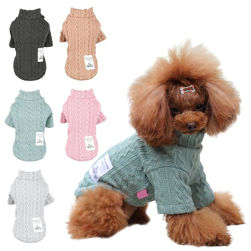 Chiot pour animaux de compagnie Double modèle col roulé chien chandails hiver chiot vêtements tricot animaux de compagnie chandails pas cher tricots Costume