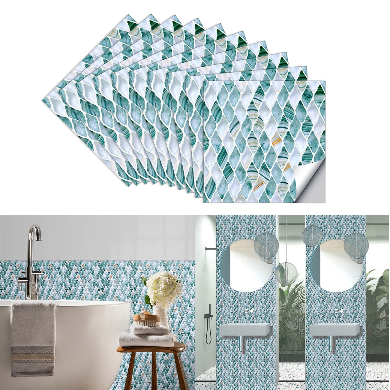 10 Stks/set Rechthoek Houtnerf Textuur Tegels Muursticker Keuken Olie-Proof Wastafel Tafels Home Decor Keramiek Art Behang