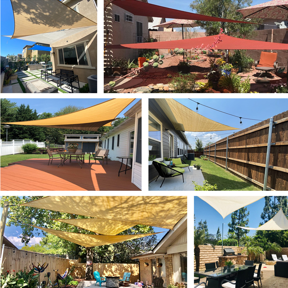 Toldo de vela triangular para sombra de sol, impermeable, bloque UV, tela de sombra para Patio exterior, jardín, patio trasero, tienda de campaña para coche, 2/3/3,6/5M