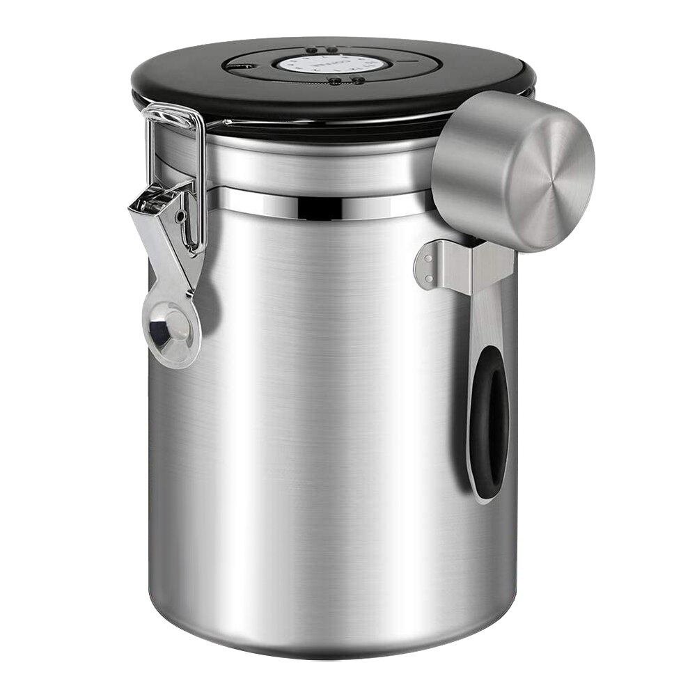 With Exhaust Valve Canister Sugar Coffee Bean Kitchen Sealed Can Vacuum Jar Food Tea Storage Container Pot Home Stainless Steel: Default Title