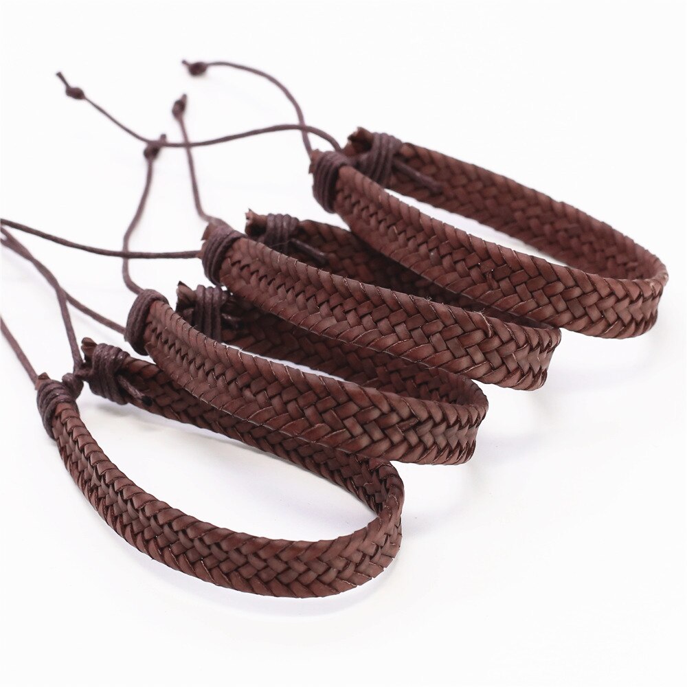 50 unids/lote tejido hecho a mano de cuerda de cuero de los hombres Pulseras para las mujeres Femme Homme hombre Pulseras joyería libremente: color3