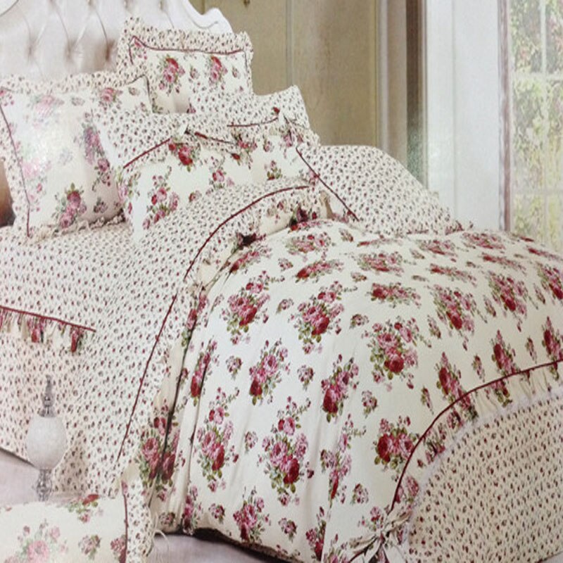 160 cm Breedte Romantische Polka Dot Rood Blooming Rose Bloemen Gedrukt Katoen Stof Bloemen Stof DIY Naaien Baby Doek Thuis docor